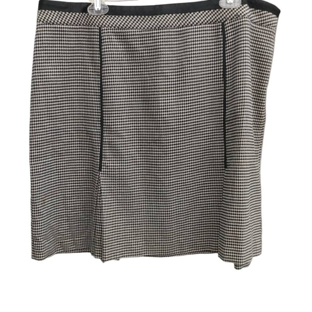 Lane Bryant Skirt Houndstooth Satin Trim Sz 20 Black White